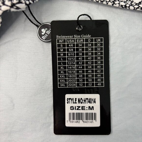 REE BEES Bikini Top Sz Med Black White Pebble Wide Straps Push Up NWT Underwire - Picture 5 of 9